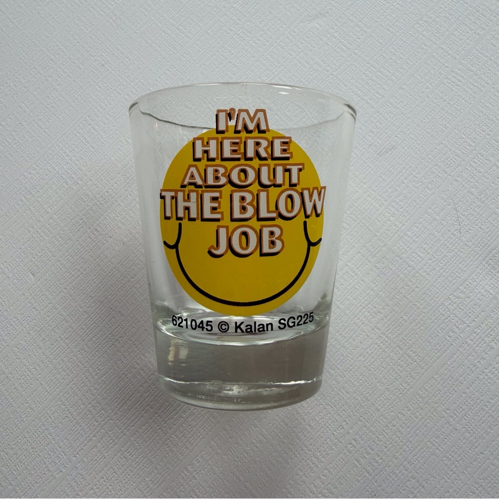 VTG funny adult‎ humor clear yellow shot glass  bachelorette bachelor party
